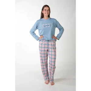 Perlina Pyjama Dames: Willow A2, Blauw, Interlock Brushed ( LINA.152 )
