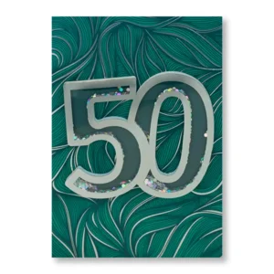 Kaart - 50, groen / zilver - ME - LGE.0007 - 16x22cm