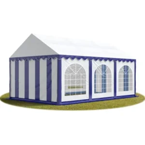Partytent - Feesttent - Paviljoentent - 3x6m - PVC / blauw wit / 100% waterdicht, UV-bestendig & Grondframe / Inclusief zijwanden