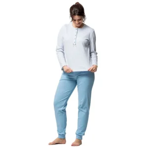 Egatex Dames pyjama: Blauw, interlock katoen ( EGA.498 )