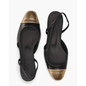 Toral TL-Luisa Zwart/Goud Dames Slingbacks