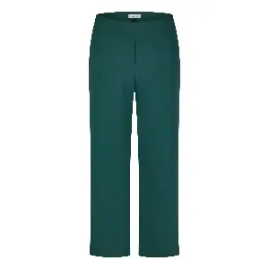 KJ Brand dames broek: Effen groen, Duitse maten, elastiek in de lenden ( BRA.334 )