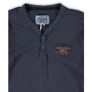 V-longsleeve vintage blue wash
