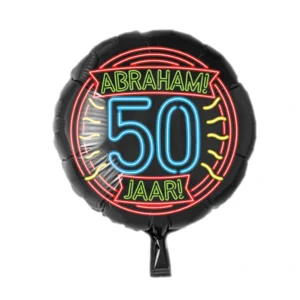 Folieballon - 50 Jaar - Abraham - Neon - 43cm - Zonder vulling