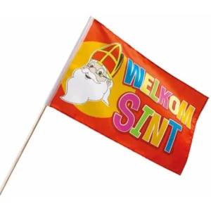 Zwaaivlaggetje - Welkom Sint - Stof - Aan stok 60cm