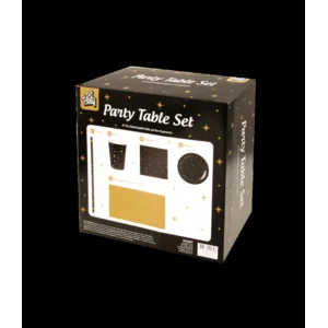 Feestpakket - Party table set - Goud / zwart - Voor 8 personen - 41dlg