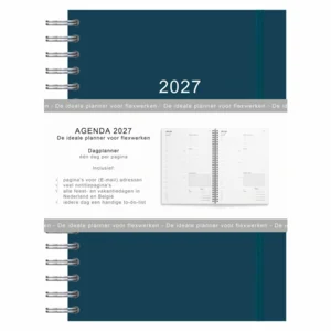 Agenda - 2027 - Thuiswerkagenda - Blauw - Groot - 17,5x25cm