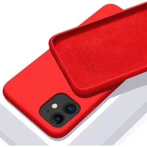 iPhone case/hoesje silicone  + 1x screenprotector glas Rood iPhone XR