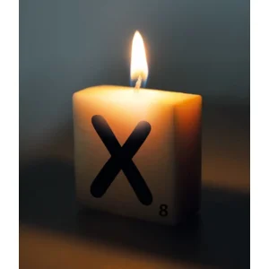 Cijfer- / letterkaarsje - Scrabble - X