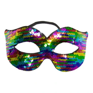 Oogmasker - Regenboog - Omkeerbare pailletten - Met veren