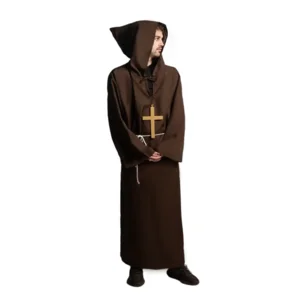 Kostuum - Monnik - Met capuchon, kruis & koord - Bruin - XL/XXL