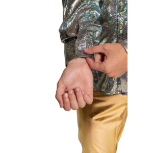Shirt - Disco - Zilver - Glanzend - XL