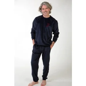 Perlina Heren Pyjama: Mario, Velours, Navy ( LINA.139 )