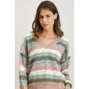 Signe Nature Pull Gestreept: V hals ( Signe.1319 )