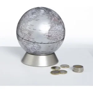 Mini-Globus Spardose Orion Silber