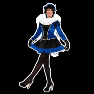 Piet - Kostuum - Jurk - Met petticoat - Blauw, zwart - Velours - S