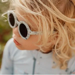 Zonnebril - Rond - Blauw - Met botenprint - Voor kinderen