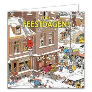 Kaarten - Kerst - Jan van Haasteren - Boom optuigen/Kerstman valt - 10st.
