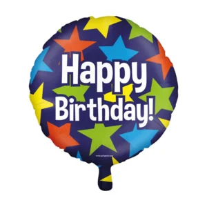 Folieballon - Happy birthday! - Sterren - 46cm - Zonder vulling