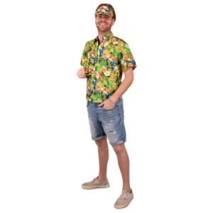 Kostuum - Blouse - Hawaii - Met zonneklep - Oranje - XL/XXL