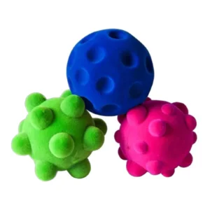 Set - 3 Zachte ballen - Roze, groen & blauw - 7x7cm