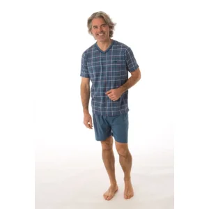 Perlina Pyjama Heren: Scott, Blauw, V hals ( LINA.132 à