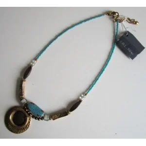 Fantasiejuweel ketting Turquoise/bruin