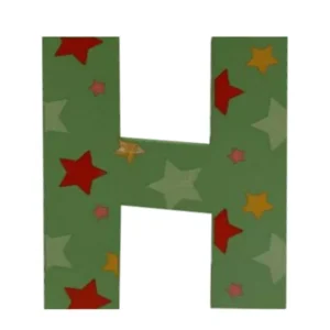 Decoratieletter - H - Hout - 7cm - Groen