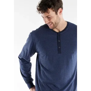 Gotzburg pyjama heren: Blauw geprint ( GOT.81 )