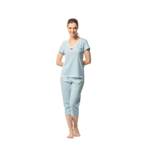 Egatex Dames pyjama: korte mouw / capri broek, blauw ( EGA.485 )