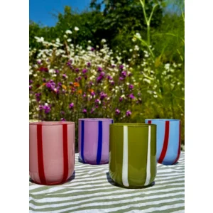 Maegen Drinkglas Strepen Groen & Wit Atina