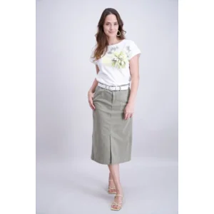 Signe Nature T-shirt: Ecru / Kaki ( Signe.1358 )