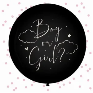 Ballon - Gender reveal - Boy or girl? - Roze confetti - 61cm.