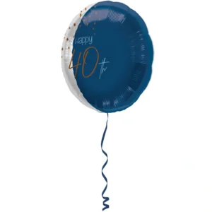 Folieballon - 40 jaar - Luxe - Blauw, goud, transparant - 45cm - Zonder vulling