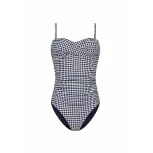 Cyell Gingham strapless badpak in blauw vichy printje