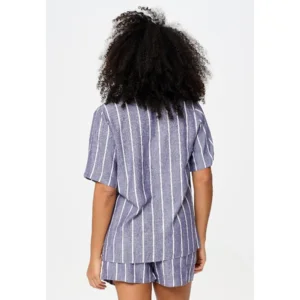 Lingadore Stripes shortama in denim blauw