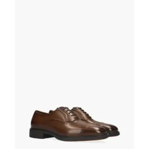 Santoni 18957 Donkerbruin Heren Veterschoenen