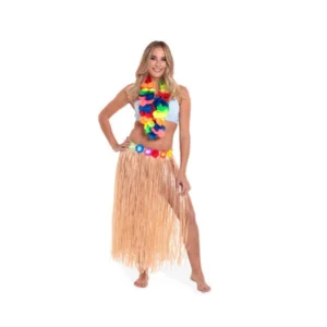 Hawaiirok - Naturel - Met bloemenrand - 80cm