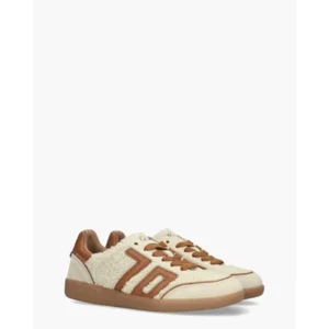 Back 70 Teddy Off-White/Cognac Damessneakers