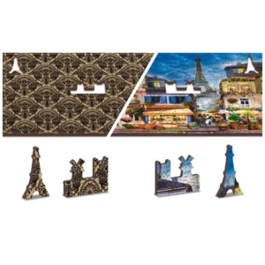 2 in 1 Puzzel - Breakfast in Paris - met figuurtjes - Wooden City