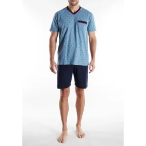 Gotzburg Heren pyjama: Blauw, Short / korte mouwen ( CEC.61 )