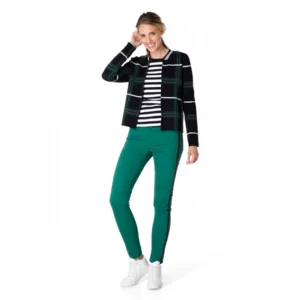 Ivy Beau Kort Zwart Jasje Met Wit En Groene Streep 44