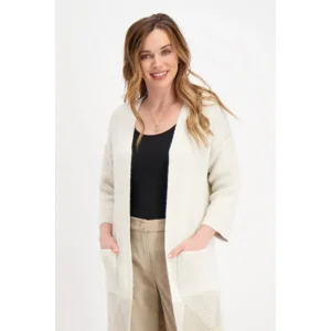 Signe Nature Cardigan, ecru zwart  SIGNE.1180