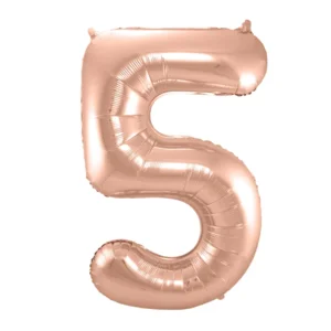 Folieballon - Cijfer - 5 - Rosé goud - 86cm - Zonder vulling