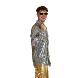 Shirt - Disco - Zilver - Glanzend - XL