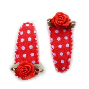 haarknipje baby polkadot rood met roosje