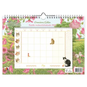 Familie weeknotitiekalender - 2026 - Oblong - Franciens katten - 29.7x21cm