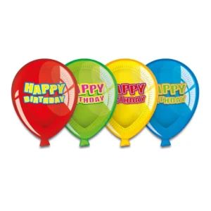 Borden - Happy birthday - Kleurrijke ballon - 23cm - 6st.