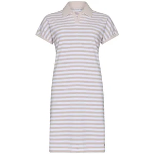 Pastunette Rebelle Dames nachthemd: Beige Gestreept, Terry badstof ( zomerse badstof ) ( PAS.87 )