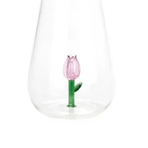 Balvi Waterfles Karaf Tulp Roze 1L Glas